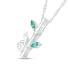 Thumbnail Image 2 of Marquise Lab-Created Emerald Leafy Bamboo and Snail Pendant in Sterling Silver