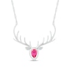Thumbnail Image 1 of Pear-Shaped Lab-Created Ruby and Diamond Accent Deer with Antlers Necklace in Sterling Silver