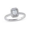 Thumbnail Image 1 of 0.75 CT. T.W. Emerald-Cut Diamond Double Frame Engagement Ring in Platinum (I/SI2)