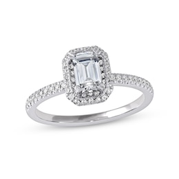 0.75 CT. T.W. Emerald-Cut Diamond Double Frame Engagement Ring in Platinum (I/SI2)