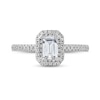 Thumbnail Image 2 of 0.75 CT. T.W. Emerald-Cut Diamond Double Frame Engagement Ring in Platinum (I/SI2)