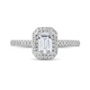 Thumbnail Image 3 of 0.75 CT. T.W. Emerald-Cut Diamond Double Frame Engagement Ring in Platinum (I/SI2)