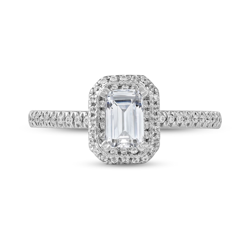0.75 CT. T.W. Emerald-Cut Diamond Double Frame Engagement Ring in Platinum (I/SI2)
