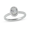 Thumbnail Image 1 of 0.75 CT. T.W. Oval Diamond Frame Engagement Ring in Platinum (I/SI2)