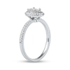 Thumbnail Image 2 of 0.75 CT. T.W. Oval Diamond Frame Engagement Ring in Platinum (I/SI2)