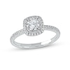 Thumbnail Image 0 of 0.75 CT. T.W. Diamond Cushion-Shaped Frame Engagement Ring in Platinum (I/SI2)