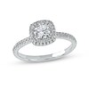 Thumbnail Image 1 of 0.75 CT. T.W. Diamond Cushion-Shaped Frame Engagement Ring in Platinum (I/SI2)
