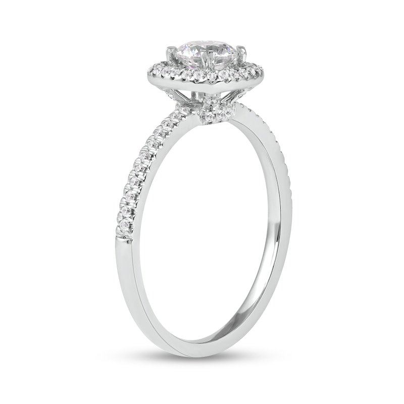 0.75 CT. T.W. Diamond Cushion-Shaped Frame Engagement Ring in Platinum (I/SI2)