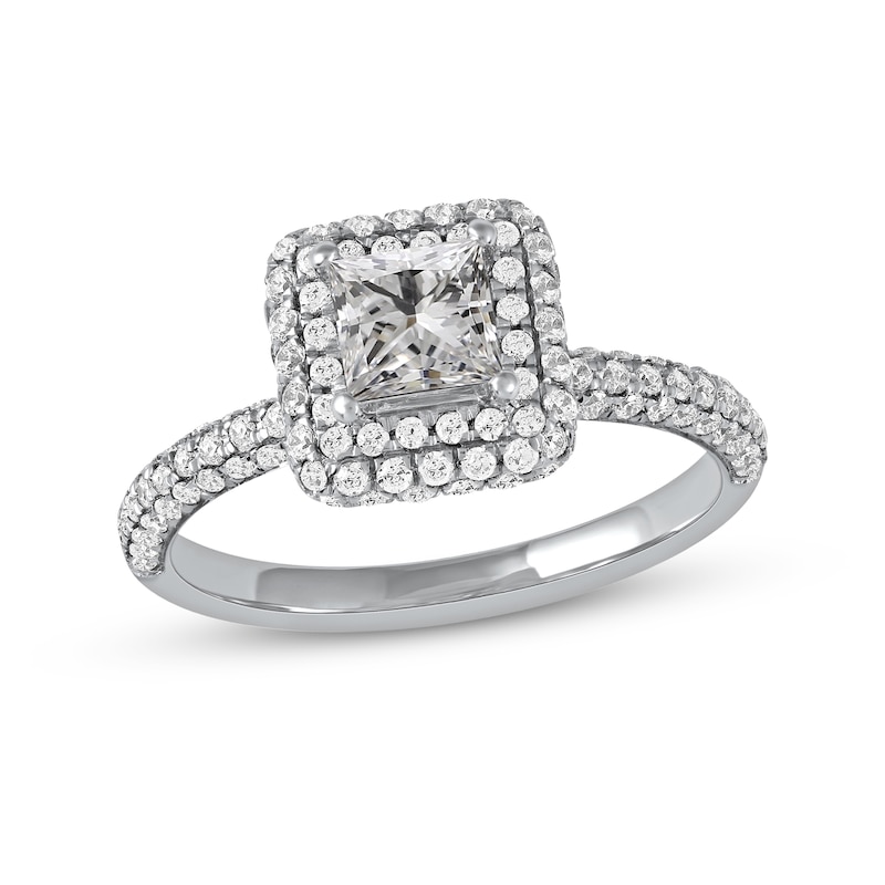 Main Image 1 of 1.50 CT. T.W. Princess-Cut Diamond Triple Frame Engagement Ring in Platinum (I/SI2)