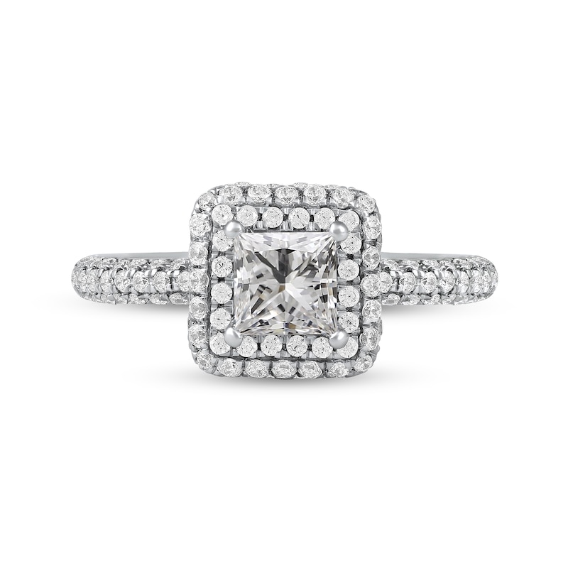 Main Image 3 of 1.50 CT. T.W. Princess-Cut Diamond Triple Frame Engagement Ring in Platinum (I/SI2)