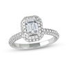 Thumbnail Image 1 of 1.50 CT. T.W. Emerald-Cut Diamond Triple Frame Engagement Ring in Platinum (I/SI2)