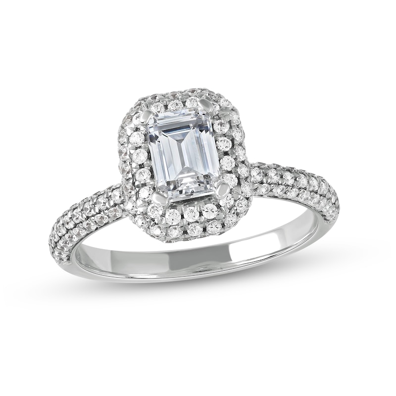 1.50 CT. T.W. Emerald-Cut Diamond Triple Frame Engagement Ring in Platinum (I/SI2)