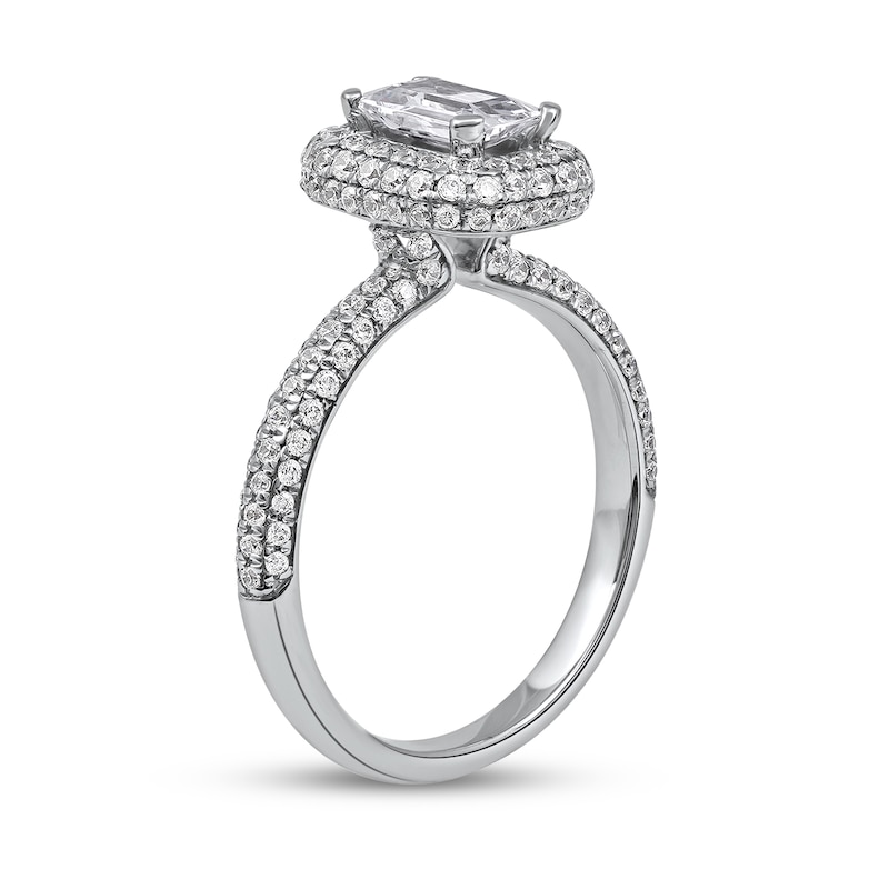 Main Image 2 of 1.50 CT. T.W. Emerald-Cut Diamond Triple Frame Engagement Ring in Platinum (I/SI2)