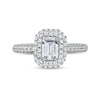 Thumbnail Image 2 of 1.50 CT. T.W. Emerald-Cut Diamond Triple Frame Engagement Ring in Platinum (I/SI2)