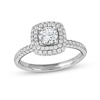 Thumbnail Image 0 of 1.75 CT. T.W. Diamond Triple Cushion-Shaped Frame Engagement Ring in Platinum (I/SI2)