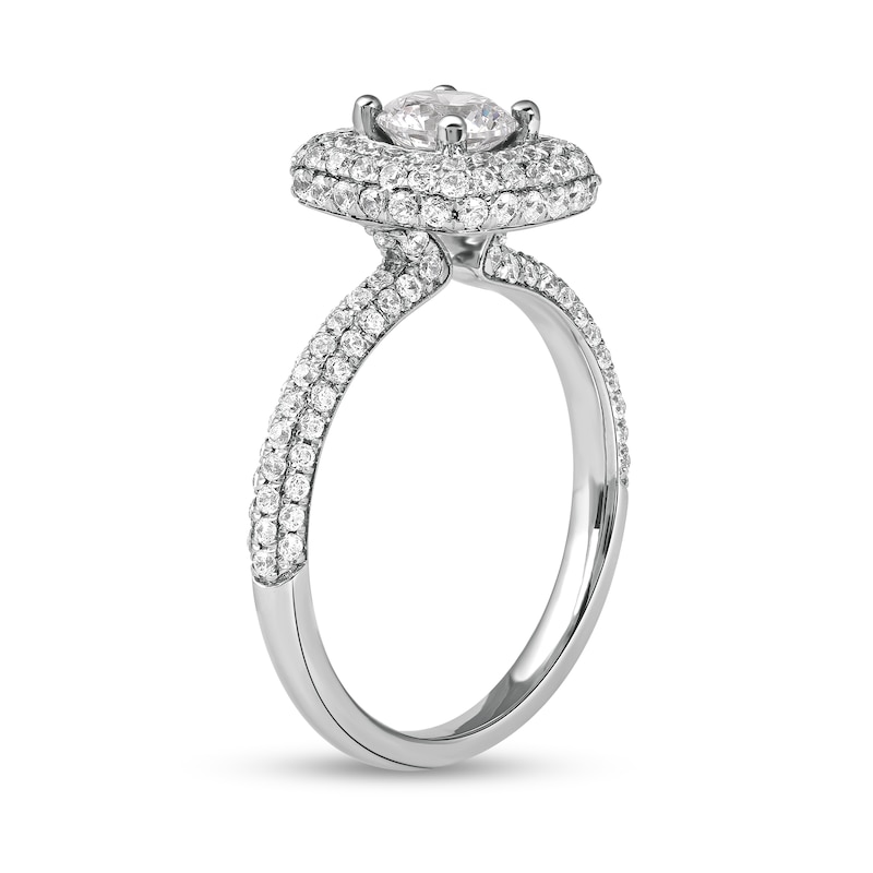 Main Image 2 of 1.75 CT. T.W. Diamond Triple Cushion-Shaped Frame Engagement Ring in Platinum (I/SI2)