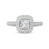 Thumbnail Image 2 of 1.75 CT. T.W. Diamond Triple Cushion-Shaped Frame Engagement Ring in Platinum (I/SI2)