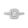 Thumbnail Image 3 of 1.75 CT. T.W. Diamond Triple Cushion-Shaped Frame Engagement Ring in Platinum (I/SI2)