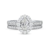 Thumbnail Image 3 of 1.75 CT. T.W. Oval Diamond Scallop Frame Bridal Set in Platinum (I/SI2)