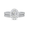 Thumbnail Image 2 of 1.75 CT. T.W. Oval Diamond Scallop Frame Bridal Set in Platinum (I/SI2)