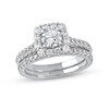 Thumbnail Image 1 of 1.75 CT. T.W. Diamond Scallop Cushion Frame Bridal Set in Platinum (I/SI2)