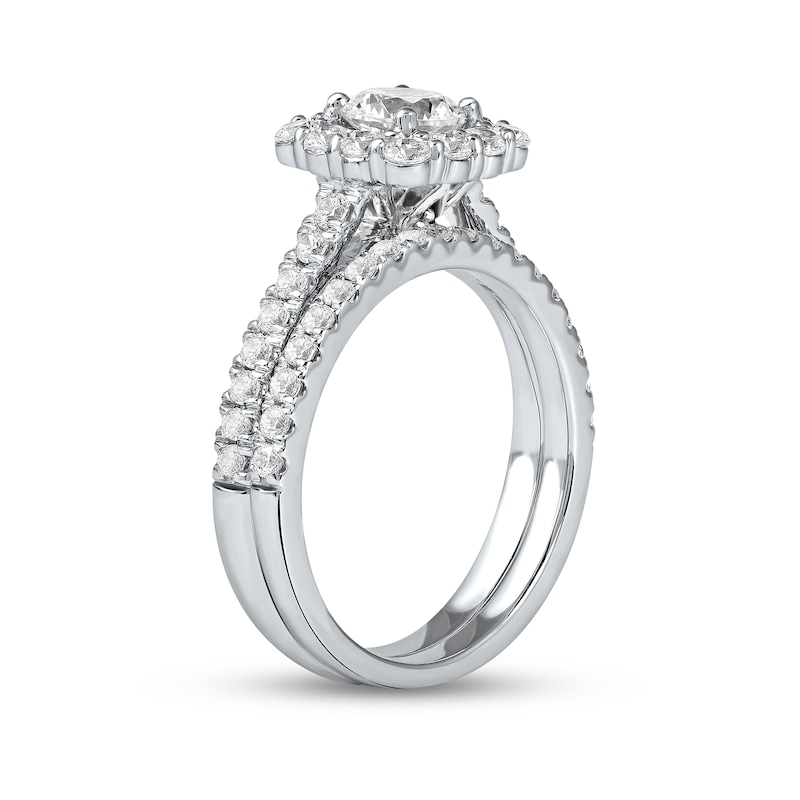 Main Image 2 of 1.75 CT. T.W. Diamond Scallop Cushion Frame Bridal Set in Platinum (I/SI2)