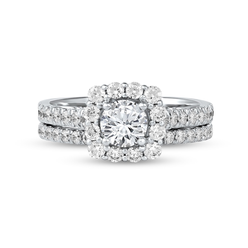Main Image 3 of 1.75 CT. T.W. Diamond Scallop Cushion Frame Bridal Set in Platinum (I/SI2)