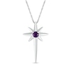 Thumbnail Image 1 of 3.0mm Amethyst Solitaire North Star Cross Pendant in Sterling Silver