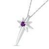 Thumbnail Image 2 of 3.0mm Amethyst Solitaire North Star Cross Pendant in Sterling Silver