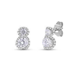 1.00 CT. T.W. Diamond Frame Double Drop Earrings in 10K White Gold