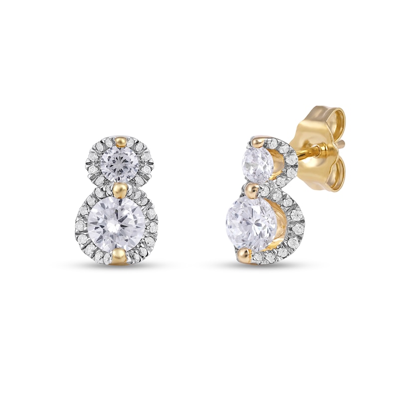 1.00 CT. T.W. Diamond Frame Double Drop Earrings in 10K Gold