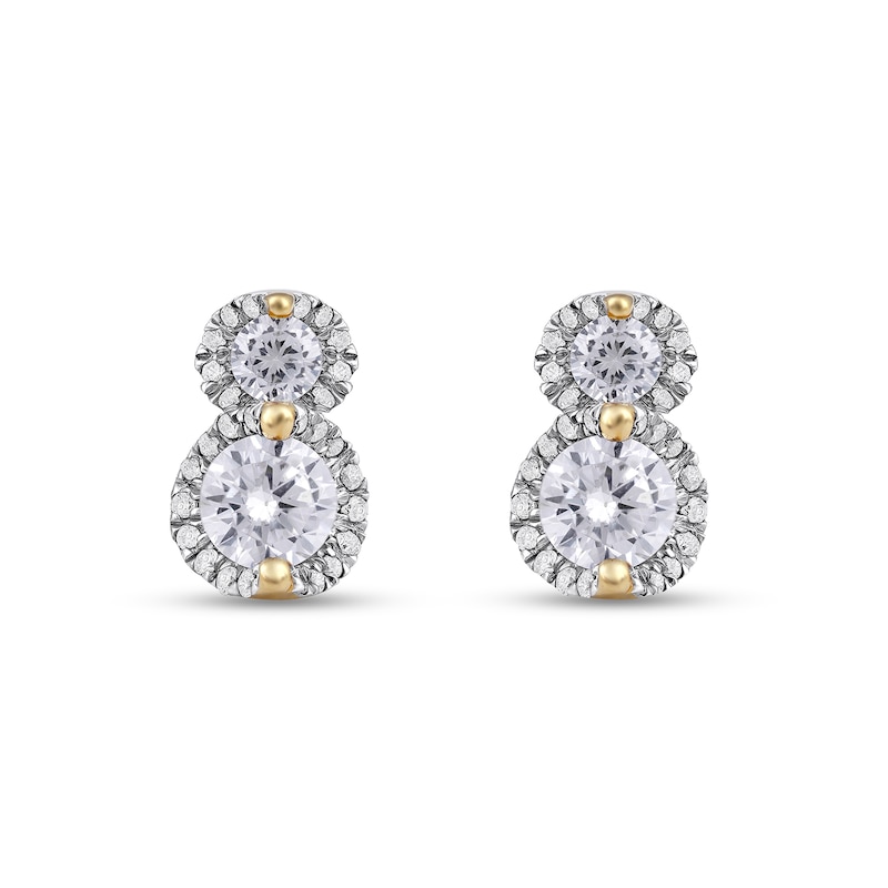 Main Image 3 of 1.00 CT. T.W. Diamond Frame Double Drop Earrings in 10K Gold