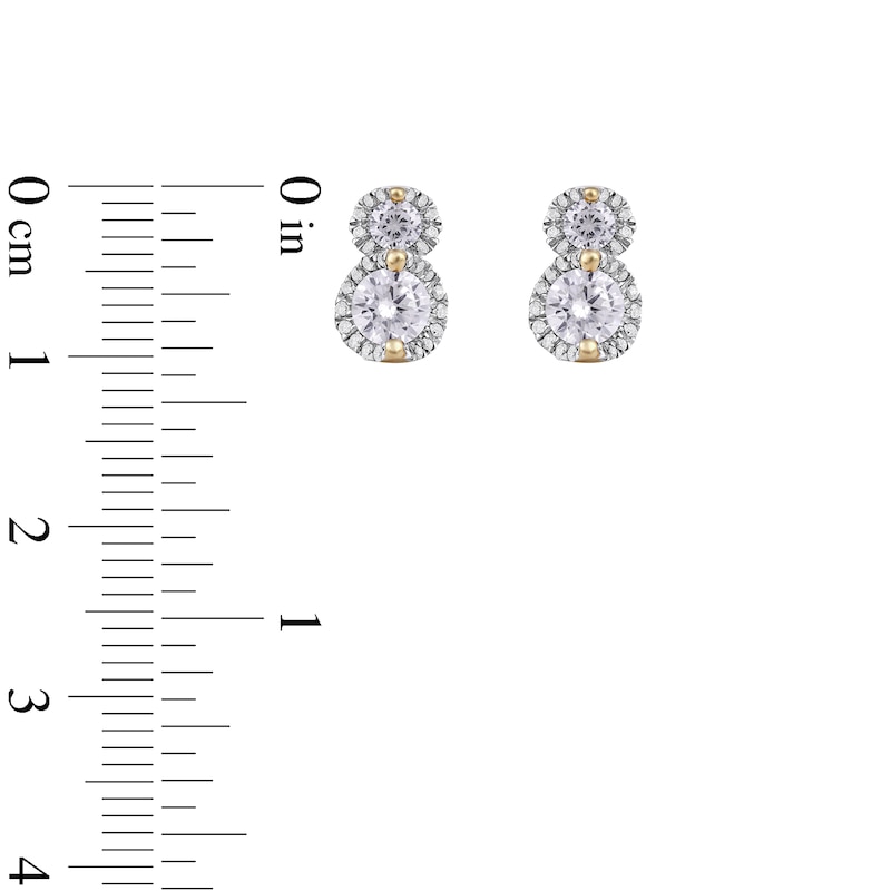 Main Image 4 of 1.00 CT. T.W. Diamond Frame Double Drop Earrings in 10K Gold