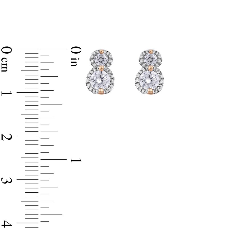 1.00 CT. T.W. Diamond Frame Double Drop Earrings in 10K Rose Gold