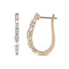 Thumbnail Image 2 of 1.00 CT. T.W. Baguette and Round Diamond Alternating Oval Hoop Earrings in 10K Gold