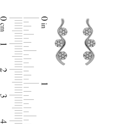 0.15 CT. T.W. Multi-Diamond Three Stone Linear Wave Drop Earrings in 10K Gold
