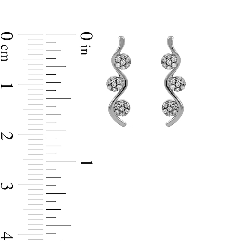 0.15 CT. T.W. Multi-Diamond Three Stone Linear Wave Drop Earrings in 10K Gold