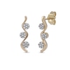 Thumbnail Image 1 of 0.15 CT. T.W. Multi-Diamond Three Stone Linear Wave Drop Earrings in 10K Gold