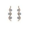 Thumbnail Image 3 of 0.15 CT. T.W. Multi-Diamond Three Stone Linear Wave Drop Earrings in 10K Gold