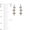 Thumbnail Image 4 of 0.15 CT. T.W. Multi-Diamond Three Stone Linear Wave Drop Earrings in 10K Gold
