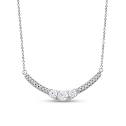 0.50 CT. T.W. Diamond Curved Bar Necklace in 10K White Gold