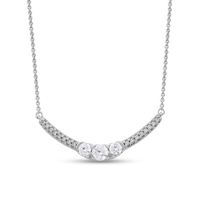 0.50 CT. T.W. Diamond Curved Bar Necklace in 10K Gold