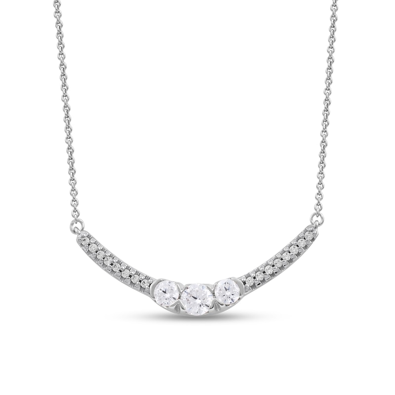 0.50 CT. T.W. Diamond Curved Bar Necklace in 10K White Gold|Peoples Jewellers