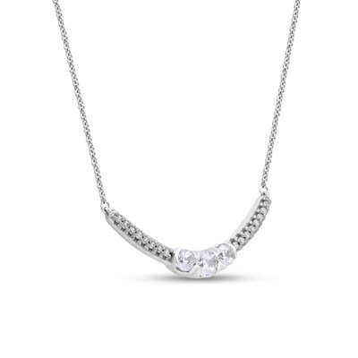 0.50 CT. T.W. Diamond Curved Bar Necklace in 10K Gold