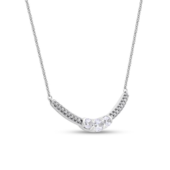 0.50 CT. T.W. Diamond Curved Bar Necklace in 10K Gold