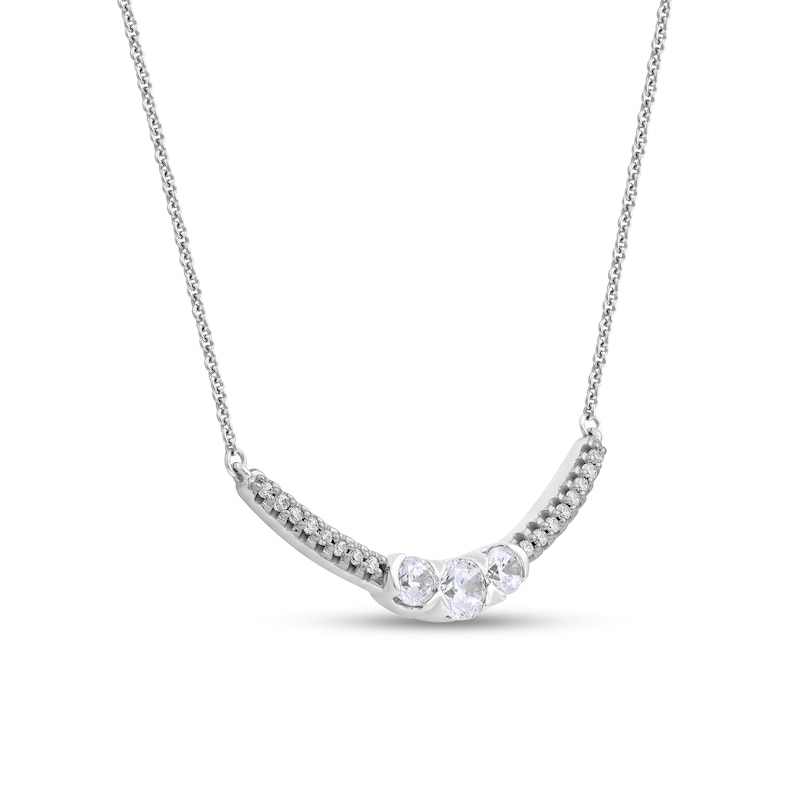 Main Image 3 of 0.50 CT. T.W. Diamond Curved Bar Necklace in 10K White Gold