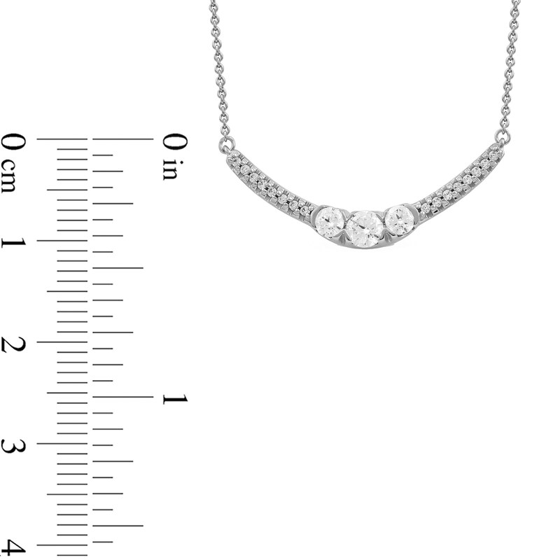 Main Image 4 of 0.50 CT. T.W. Diamond Curved Bar Necklace in 10K White Gold