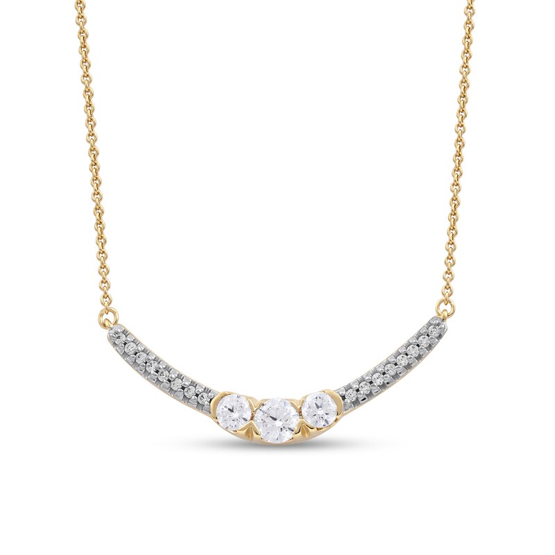 0.50 CT. T.W. Diamond Curved Bar Necklace in 10K Gold