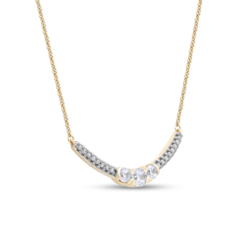 Main Image 3 of 0.50 CT. T.W. Diamond Curved Bar Necklace in 10K Gold