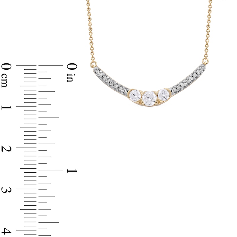 Main Image 4 of 0.50 CT. T.W. Diamond Curved Bar Necklace in 10K Gold